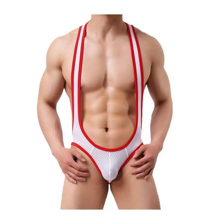 

PMIYS Mens Backless Leotard Sexy Lingerie One Piece Singlet Bodysuit Hollow Jumpsuit Rompers