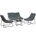 thumbnail image 1 of Outsunny Ensemble de Conversation pour Patio de 4 Pcs avec Coussins, Gris, 1 of 10