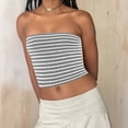 thumbnail image 2 of VBVC Women's Strapless Striped Tube Top,Womens Sleeveless Crop Tank,Women's Sexy Knitted Shirts Vests Y2K,*1-Gray,Size XXL, 2 of 9
