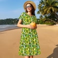 thumbnail image 4 of Xecao Kiwi Fruits Été pour Femmes Robe Midi à Manches Courtes avec Poches Décontractée Robe T-Shirt Fluide Robe de Plage, 4 of 6