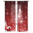 thumbnail image 3 of ERUNPONLY Red Christmas Tree Sheer Curtains 72 Inch Length 2 Panels Set, Xmas Winter Sparkle Star House Voile Window Treatment Curtains Sheers Drapes for Bedroom/Living Room/Kitchen 52"x72"x2, 3 of 7