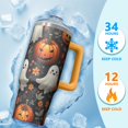 thumbnail image 4 of Halloween Tumbler 30 oz with Handle and Straw Pumpkin Haunted Ghost Tumbler Halloween Party Gifts Insulated Travel Mug, 4 of 5