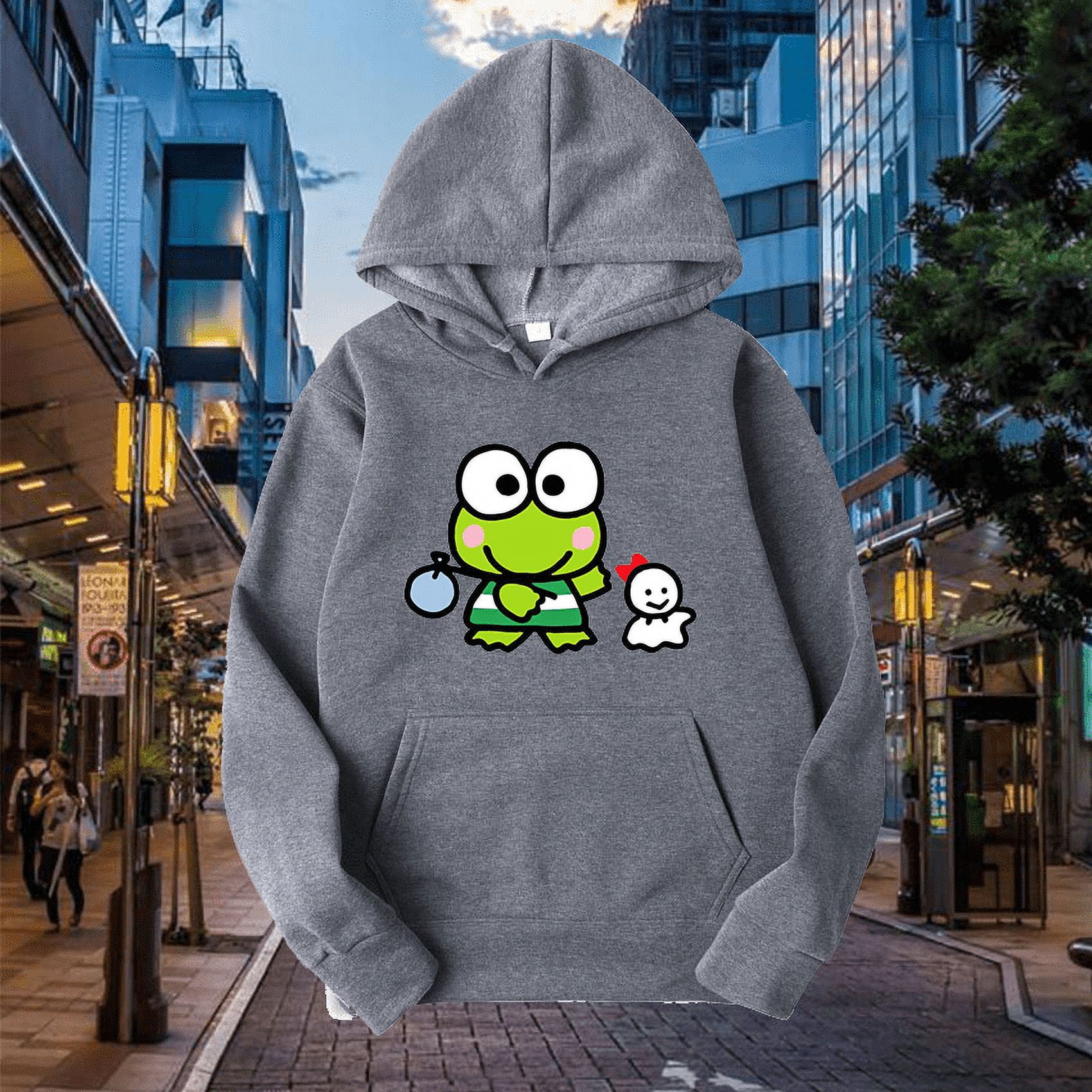 Sanrio Keroppi Men Women Hoodies Casual Hip Hop Streetwear Long