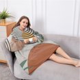 thumbnail image 5 of Oversized Wearable Blanket Hoodie,Orange Boho Geometric and Plant Pattern (2) Sherpa Blanket Hoodie with Super Pockets,Super Warm Fuzzy Pullover for Women & Men, 5 of 6