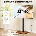 thumbnail image 3 of RTVR Universal Floor TV Stand with Swivel Mount & Power Strip for 32"-60" TVs up to 88 lbs, Height Adjustable Brown, 3 of 7