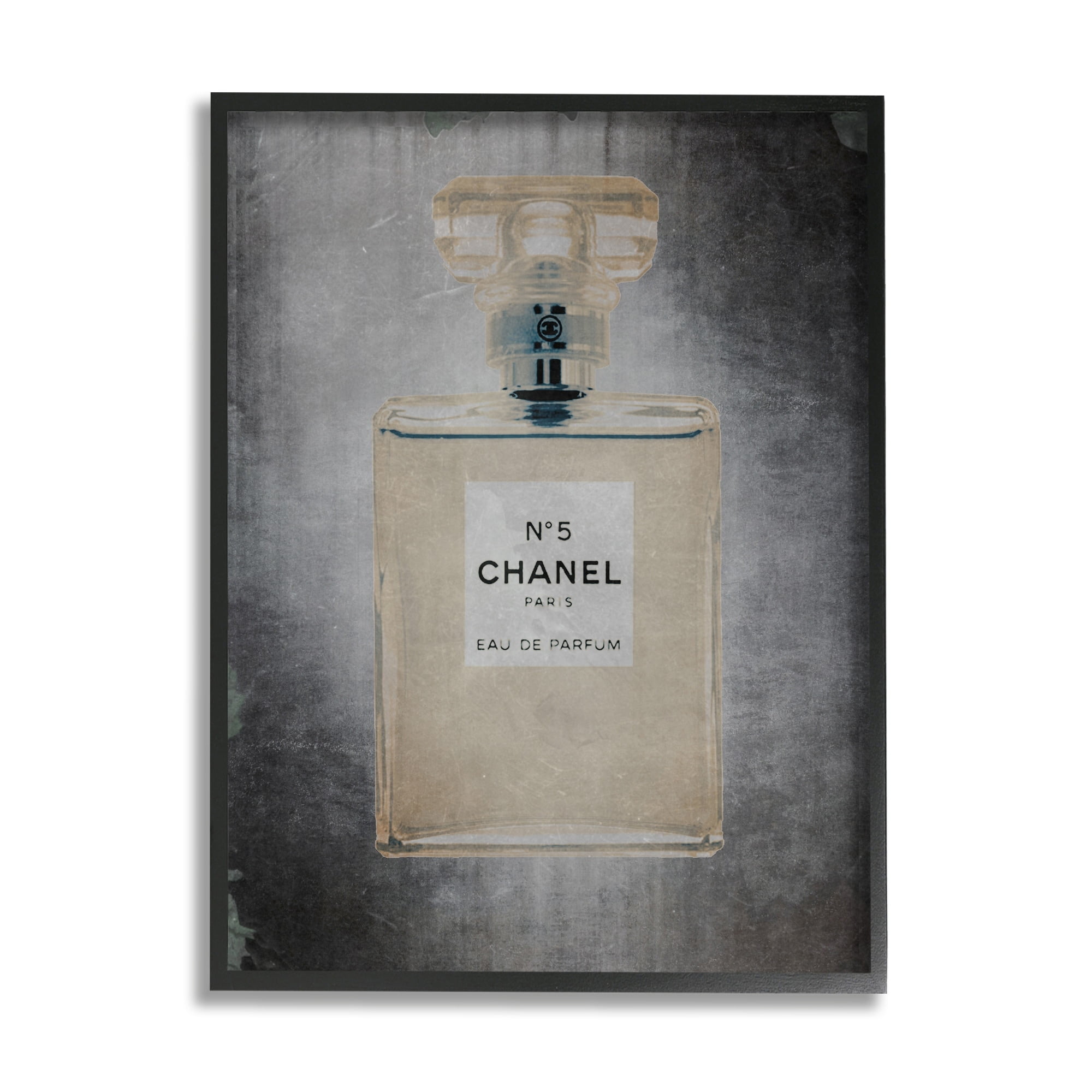 Stupell Industries Dark Fashion Brand Perfume Bottle Beauty & Fashion Painting Gray Framed Art Print Wall Art
