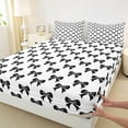 thumbnail image 3 of Manfei Cute Bowknot Full Size Sheets,Kawaii Bowtie Bow Bed Sheets,White Black Sheet Sets For Girl,Breathable Home Decor,4 Pieces, 3 of 7