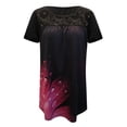 thumbnail image 4 of Pntutb Moda Mujer O-cuello Impresión Casual Suelto Encaje Manga Corta Camiseta tops Pntutb Pntutb-6400, 4 of 5