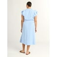 thumbnail image 2 of Free Assembly Women's and Women's Plus Ruffle Cotton Midi Shirtdress, Sizes XS-4X, 2 of 3