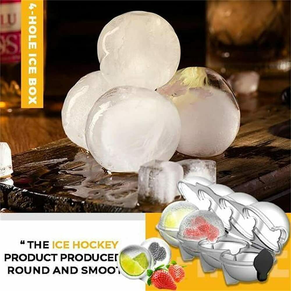 Ice Mould 4 Grid Round Ice Cube Mold Whiskey Maker Ball Mould Hockey Puck  Cooler Box