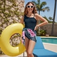 thumbnail image 3 of SEANATIVE Girls One-Piece Bathing Suit with Mesh Wrap Skirt Swimsuit Back Cutout Design Swimwear Trendy Swimsuits for Teen Kid Young Girls, Size 13-14, Pink Hibiscus Flower Dark Teal, 3 of 7