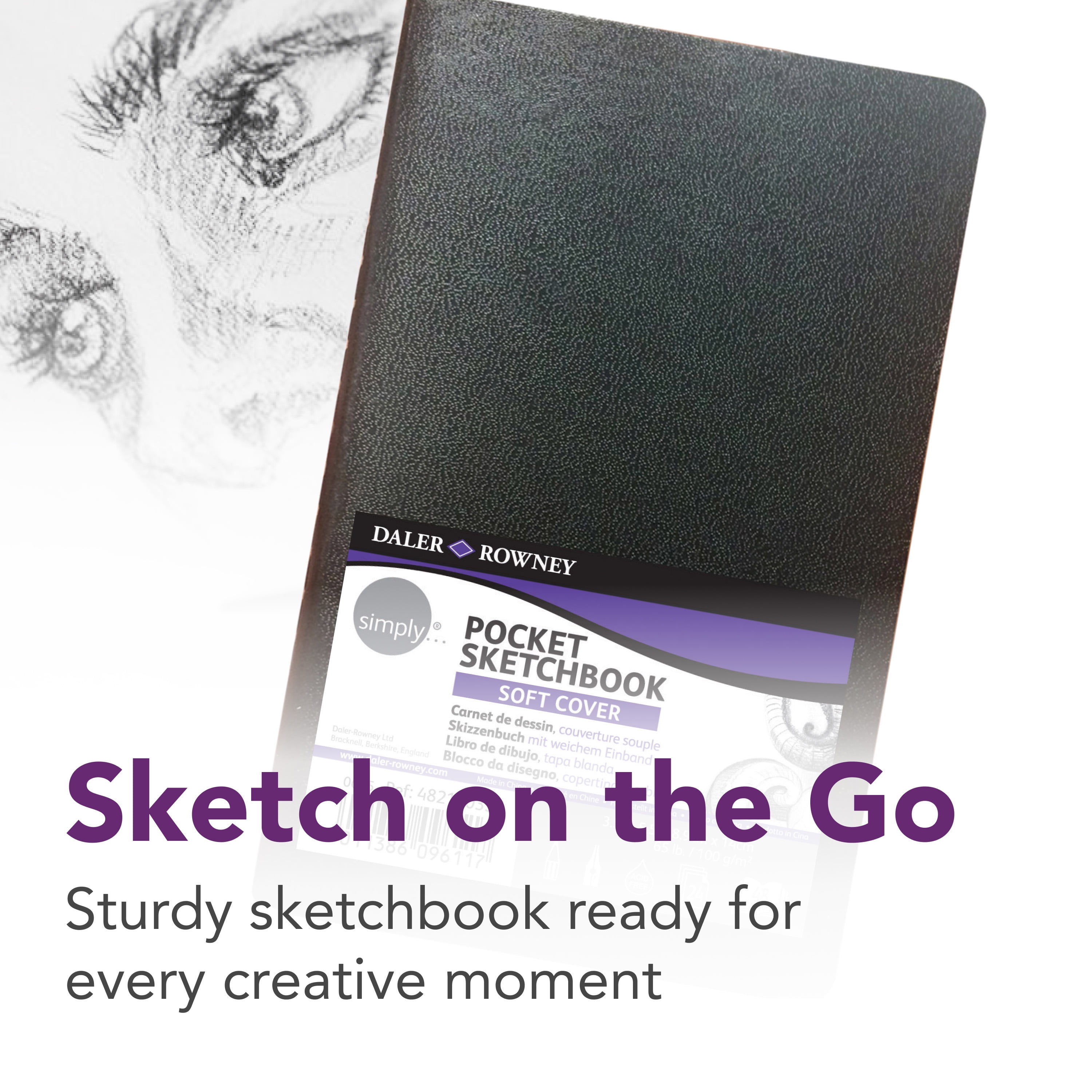Daler-Rowney Simply... Sketchbook, Soft White, (100gsm), Softcover Binding, 48 Pages, 3.5" x 5.5"