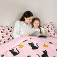 thumbnail image 3 of Feelyou Cute Cat Twin Comforter Sets, Pink Cartoon Bedding Set, 2-Piece, 3 of 6