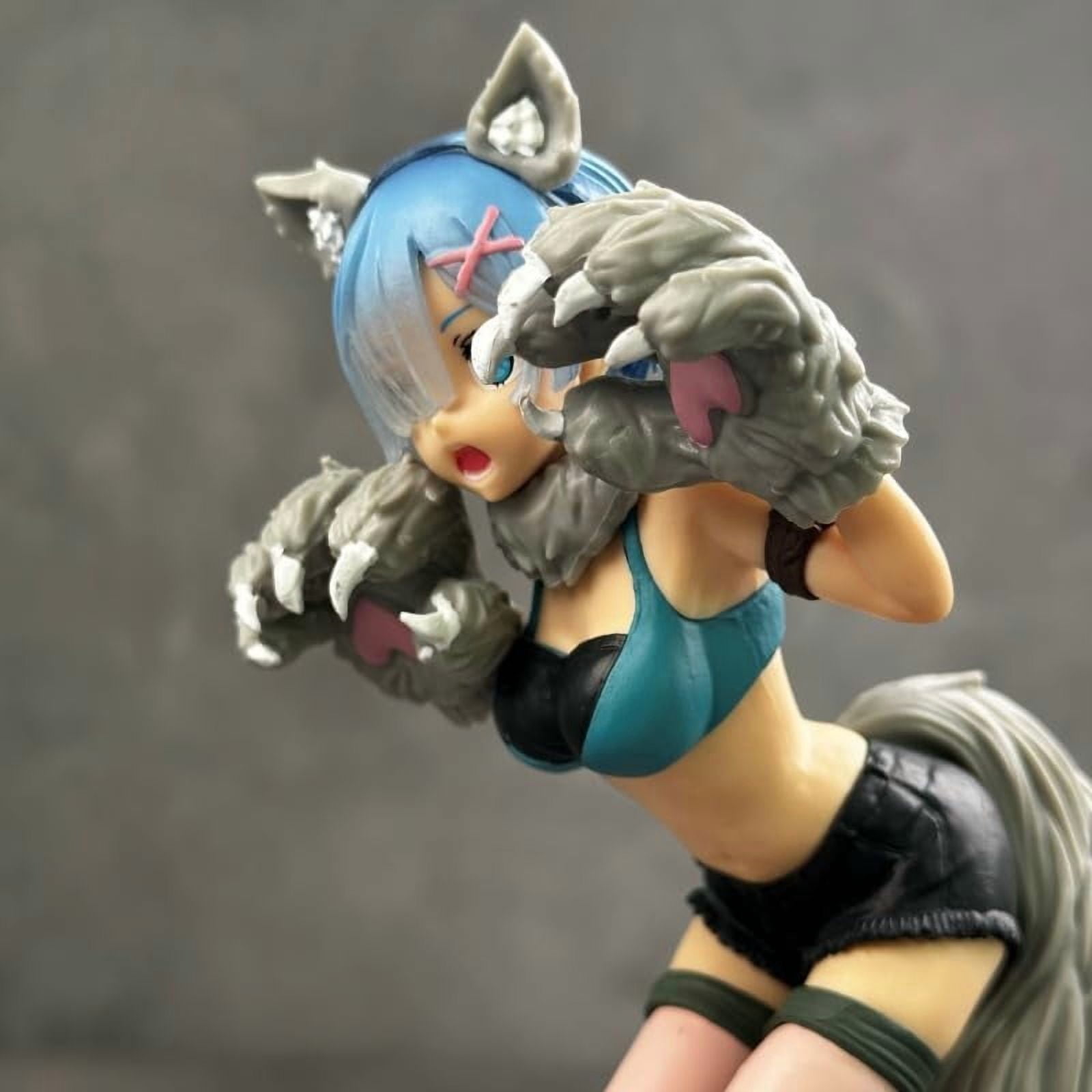 New Rem Figure, Standing Wolf Dressed Rem Action Figures 19cm/7.5inch PVC Character Cosplay Model Collectible Handicrafts for Anime Fans Gift