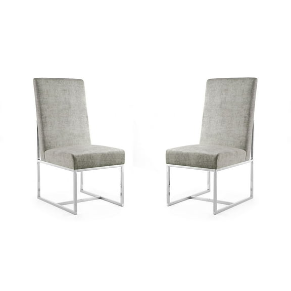 Manhattan Comfort Element 18.9" Velvet Dining Chair in Steel Gray (Set of 2)