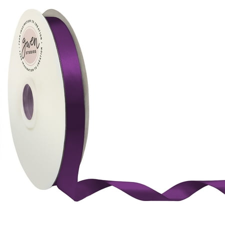 UPC: 0810056346812 | Purple Single Face Satin Ribbon  5/8  x 100 Yards by Gwen Studios