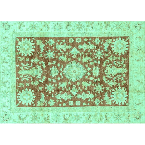 Ahgly Company Indoor Rectangle Abstract Turquoise Blue Modern Area Rugs, 8' x 12'