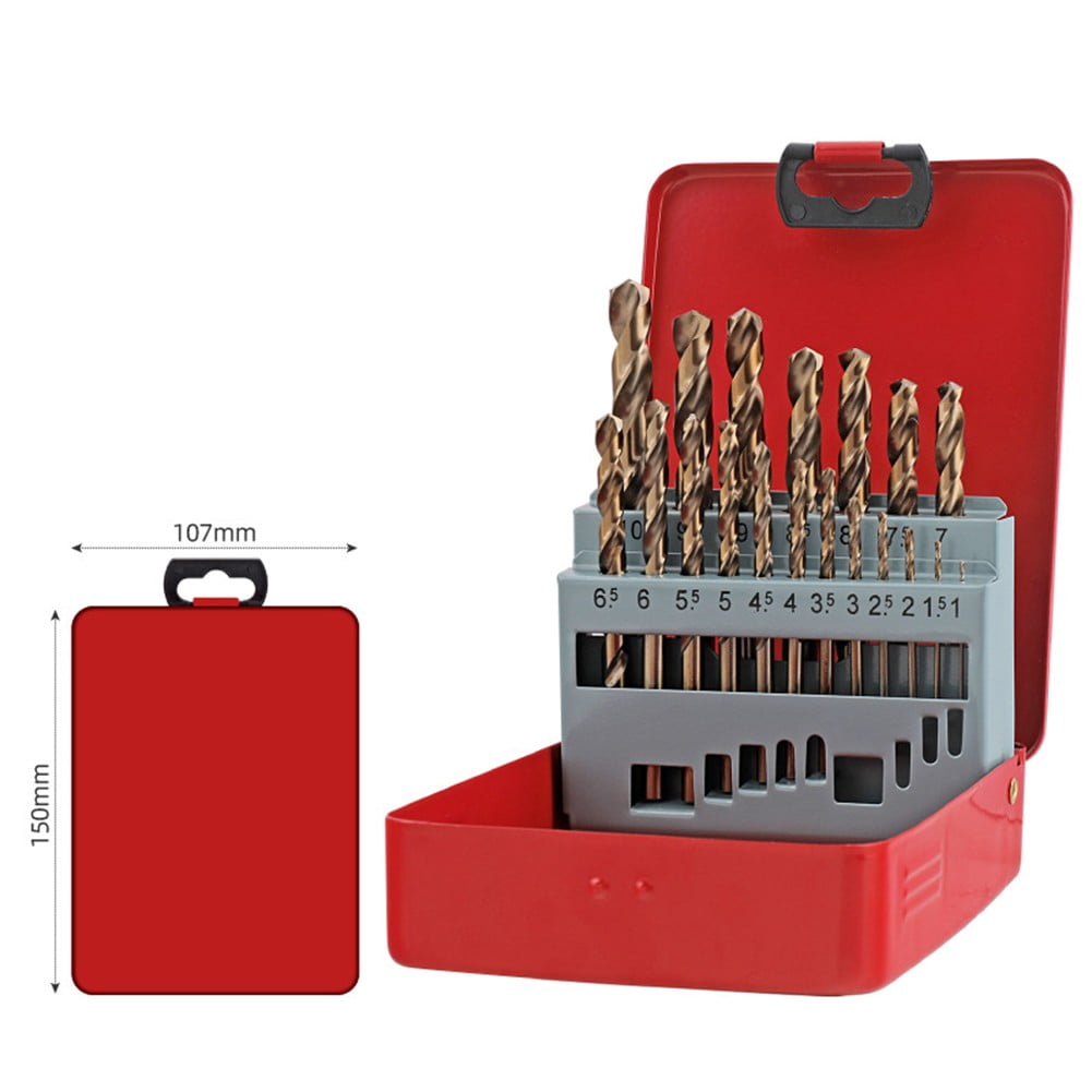 Hss Titanium Coated Drill Bit Set For Metal Plastic Wood 13/19/25Pc Straight Shank Bits With Storage Case For Stainless Steel Cast Iron Copper Aluminum 19Pcs