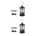 thumbnail image 4 of Bewildely Linterna de mochilero de camping vintage lámpara colgante de tienda de campaña regulable portátil accesorio de iluminación de luz Negro 2Conjunto, 4 of 6