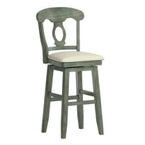 Weston Home Sheena Napoleon Back Wood Swivel Bar Stool, Antique Sage
