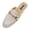 Beige, variant on Mules for Women Round Toe Slip on Mules 2026 Comfortable Dressy Fashionable Half Slippers Business Buckle Loafers Leather Flat Shoes Beige Size 8