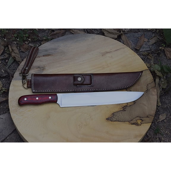 Almazan® Custom Hand Forged Stainless Steel 17" Kitchen Knife with Color Wood Handle, Multiuse Knife