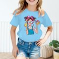 thumbnail image 2 of XEGLSBU Toddler Girls Shirts 5T Kid Girls Cute Graphic Round Neck Short Sleeve Tee Summer Casual T Shirt Blue Size 9-10 Years, 2 of 5