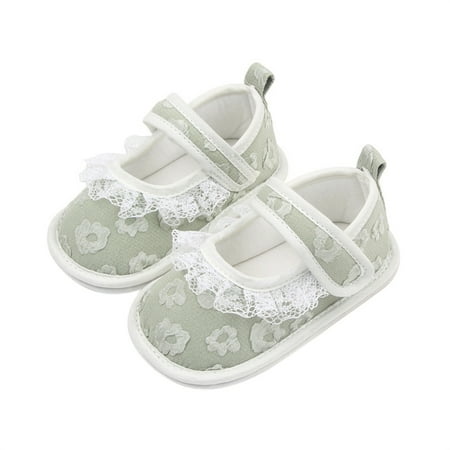 

Sunisery Toddler Baby Girls Princess Shoes Lace Trim Flower Soft Sole Cloth Crib Lightly Comfy Prewalker Shoes for Newborn Infant