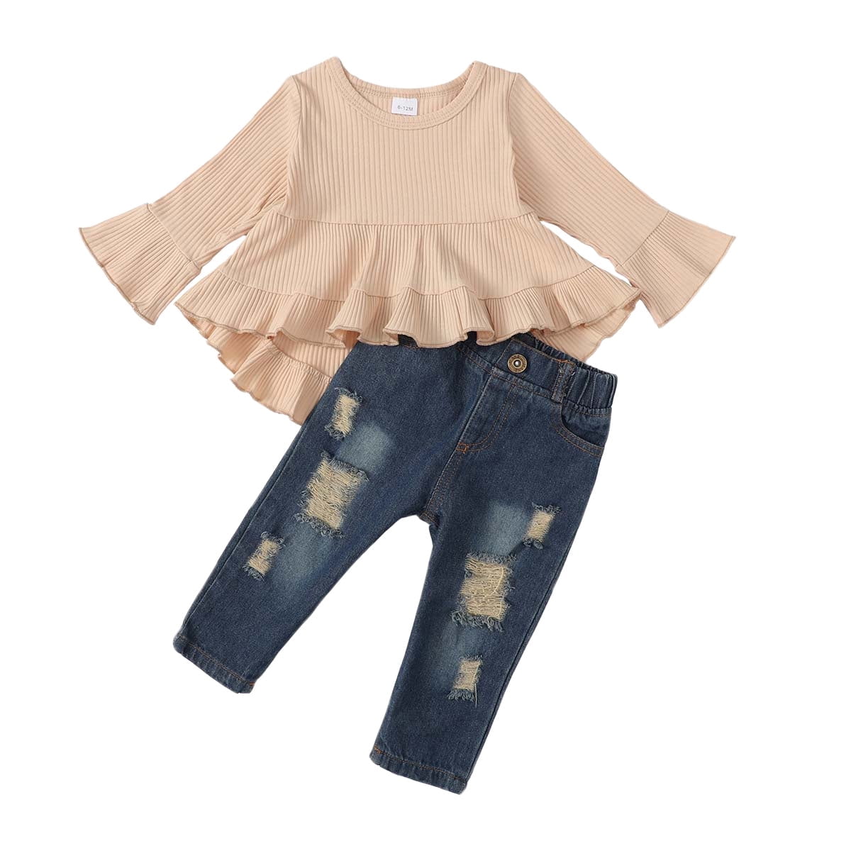 Mioglrie Toddler Girls Fall Winter Outfit Set Apricot photo 1