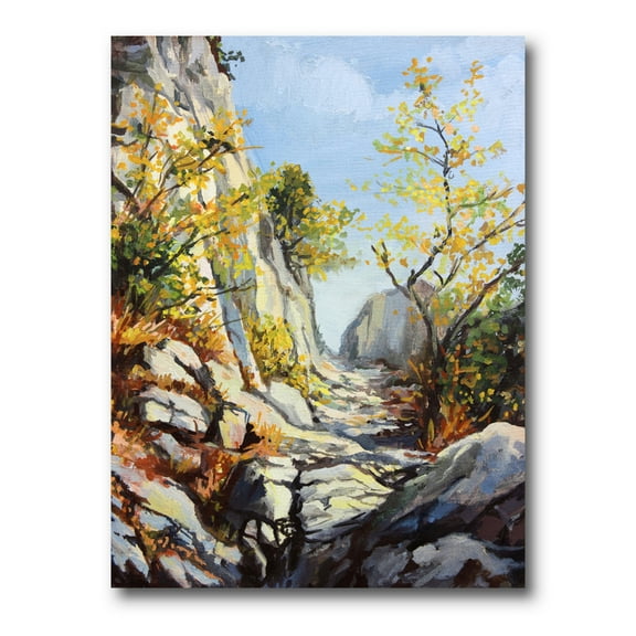 Designart ' Marble Path In Autumn Mountain ' Traditional Canvas Wall Art Print
