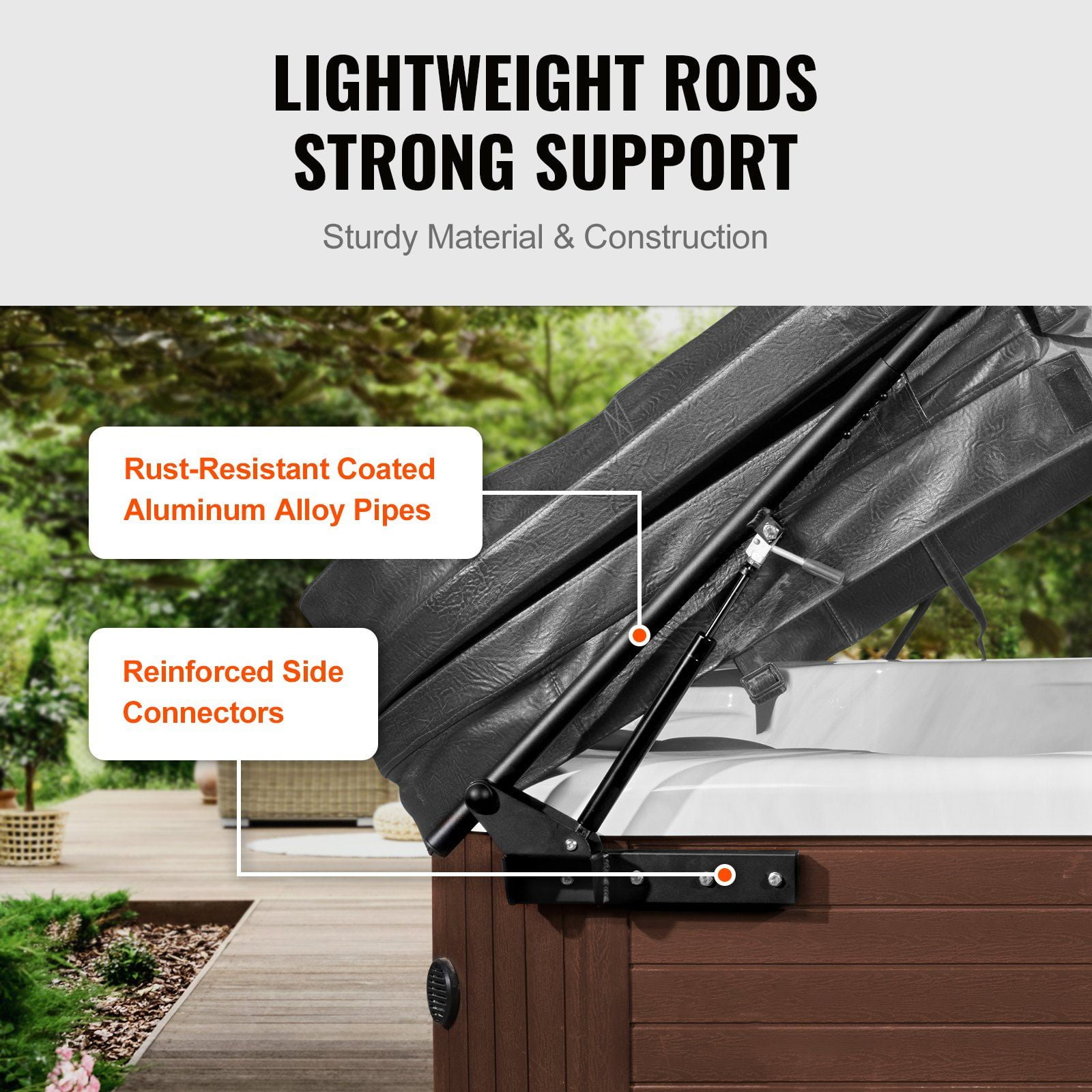 Hot Tub Cover Lift - Hydraulic Spa Cover Lifter 69-96.5", Adjustable Rectangular Hot Tub Cover Removal Tool, Easy Open & Close, Durable Aluminum