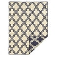 thumbnail image 2 of Linon Salonika Quatrefoil Reversible Woven Wool 5'x8' Rug in Blue, 2 of 10