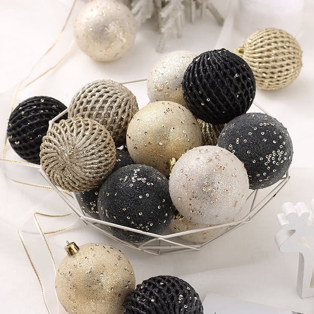 Adornos navideños 8CM/12 piezas Lentejuelas Bola de Navidad Traje Colgante para árbol de Navidad