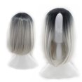 thumbnail image 2 of Peluca Bob para mujer, color degradado, peluca sintética para cosplay, peluca corta y recta, peluca Bob de encaje resistente al calor (gris degradado), 2 of 5