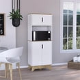 thumbnail image 2 of FM FURNITURE Armoire à Micro-Ondes en Bois Manufacturé à 2 Portes, Blanc, 2 of 7