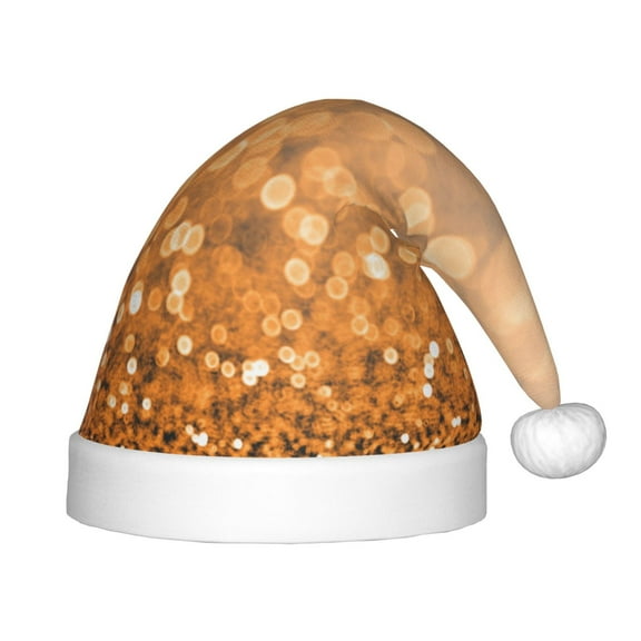 Honeii Sparkling Orange and Black Print Hat Santa Claus Hat For Xmas Party, Christmas Caps For Boys Girls Child,Christmas Beanie