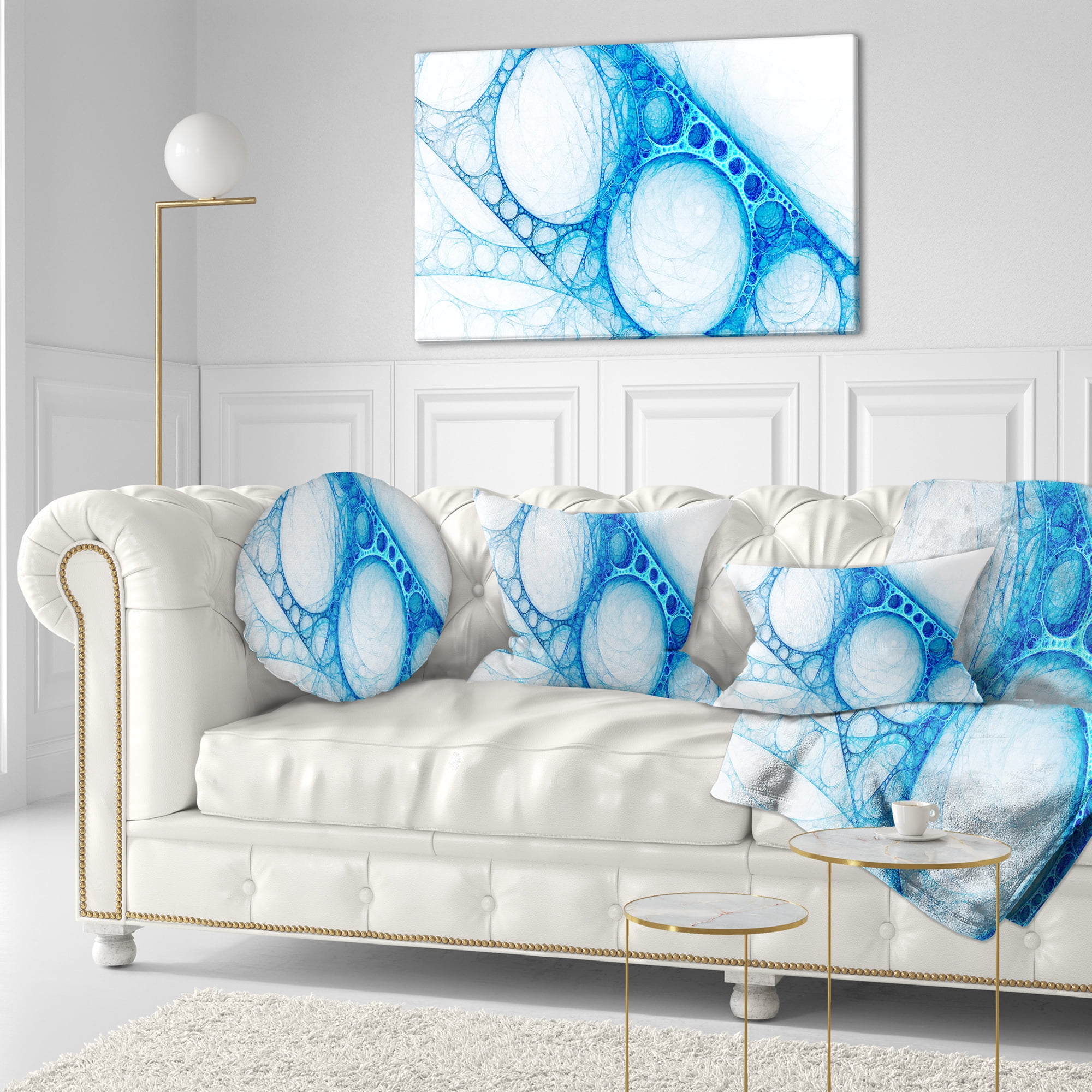 Designart Blue Metal Construction - Abstract Throw Pillow - 12x20