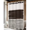 thumbnail image 2 of No Hook Shower Curtain with Snap-in Liner, Black Striped Waterproof Fabric Bathroom Curtains, Farmhouse Stripes Modern Abstract Art Bath Curtains & Mesh Top Window 60"x72", 2 of 9