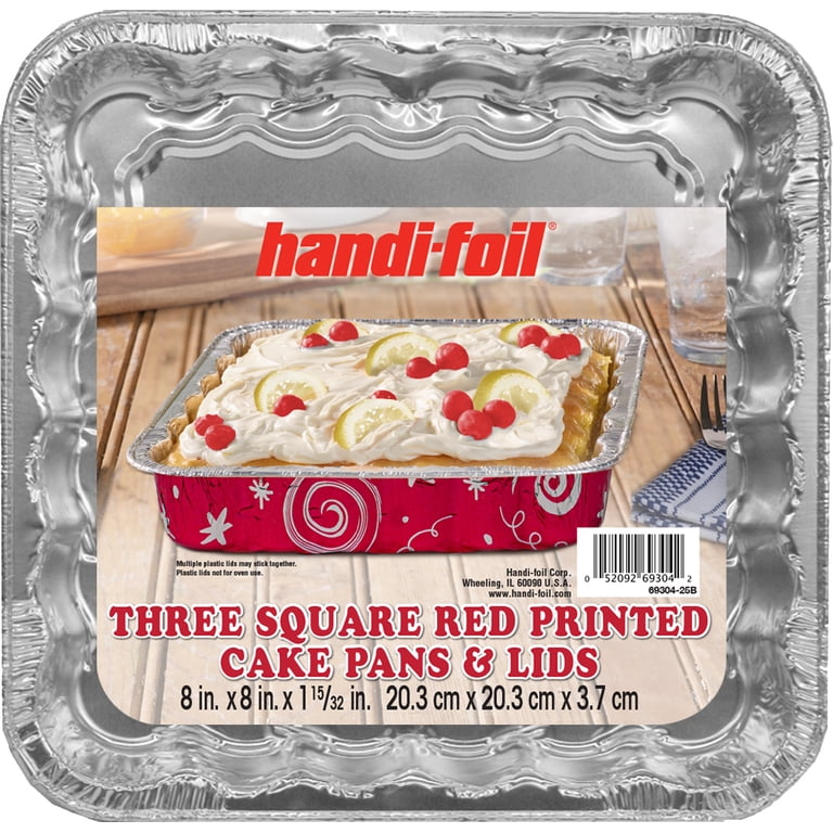 Handi-Foil 8-Inch Square Aluminum Cake Pans with Lids, 3 Pack photo 6
