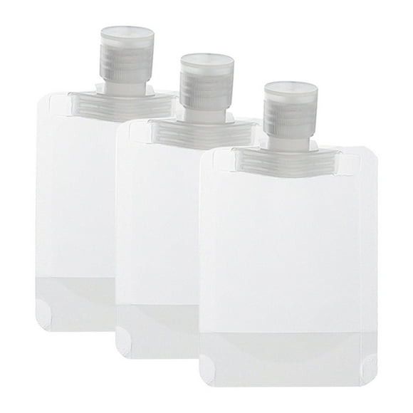 3pcs Transparent Clamshell Packaging Bag, 50ml Plastic Stand Up Spout Pouch, Portable Travel Fluid Makeup Packing Bag for Lotion/Shampoo/Face Cream/Hand Soap/Mask Mud