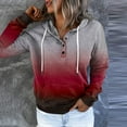 thumbnail image 6 of Dyfzdhu Gradient Hoodies for Women Casual Long Sleeve Oversized Sweatshirt Button Pullover With Pocket Red, 6 of 8