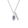 thumbnail image 2 of Delight Jewelry Silvertone Purple Open Plumeria Flower Flip Flop Silvertone Balance Bar Charm Necklace, 23", 2 of 4
