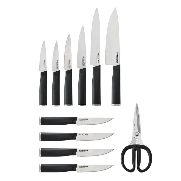 KitchenAid Classic Japanese Steel 12-Piece Knife Block Set with Built-in  Knife S