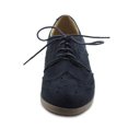 thumbnail image 3 of Ollio Women's Flat Shoes Wingtip Lace Up Faux Suede Oxford M2920, 3 of 6