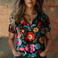 thumbnail image 2 of Womens Spring Summer Shirts Cotton Printed Fashion Casual Short Sleeve Shirts for Women, 2 of 6