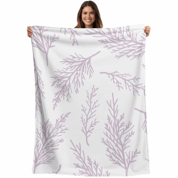 Pink Purple Tree Branches Blanket Soft Cozy Warm Throw Blanket for Couch, Plush Fuzzy Flannel Fleece Blankets for Sofa, Farmhouse Nature Botanical Bed Blankets Lightweight Gifts for Women, 32"x48"
