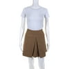 Pre-owned|Miu Miu Womens Inverted Pleat A Line Skirt Tan Brown Wool Size EUR 38