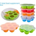 thumbnail image 1 of Gran caja de almacenamiento de silicona para bebés con 7 orificios y tapa, caja de alimentos complementarios con tapa, molde de hielo, caja de almacenamiento de bocadillos de silicona congelados, 1 of 5