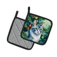 thumbnail image 2 of Carolines Treasures DAC7238PTHD 7.5 x 7.5 in. Ojos Azules Cat by the Christmas Tree Pot Holders - Set of 2, 2 of 7