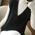thumbnail image 4 of RMGVDSD Women's Knit Vest Deep V Neck Loose Fitting Sleeveless Pullover Sweater Vests Casual Wear Solid Color Sweater Fall Outfits for Women /Black, 4 of 4